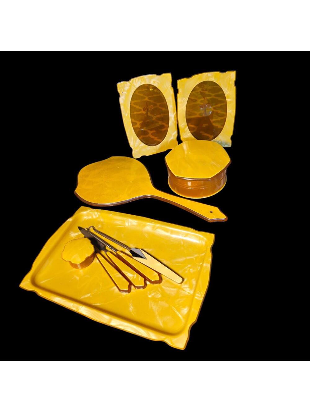 Antique Celluloid Art Deco Vanity Set 1920-30's 12 Pieces